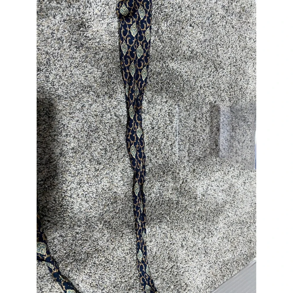 Necktie Coach Mens Navy Gold Excellent Silk Medallion Jacquard OS